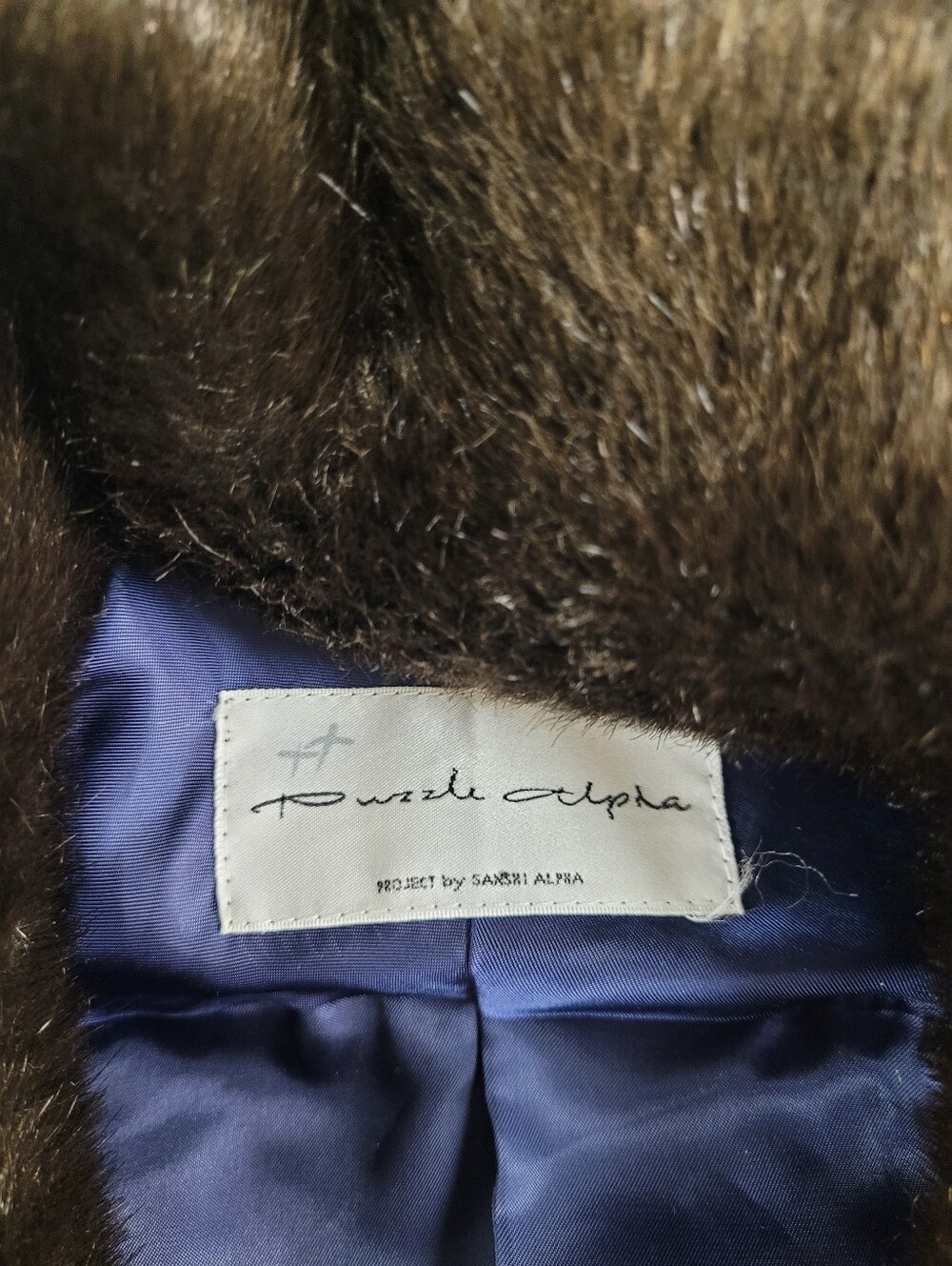 Puzzle Alpha Vintage Purple Textured Faux Fur Collar Cropped Jacket - Picture 4 of 10